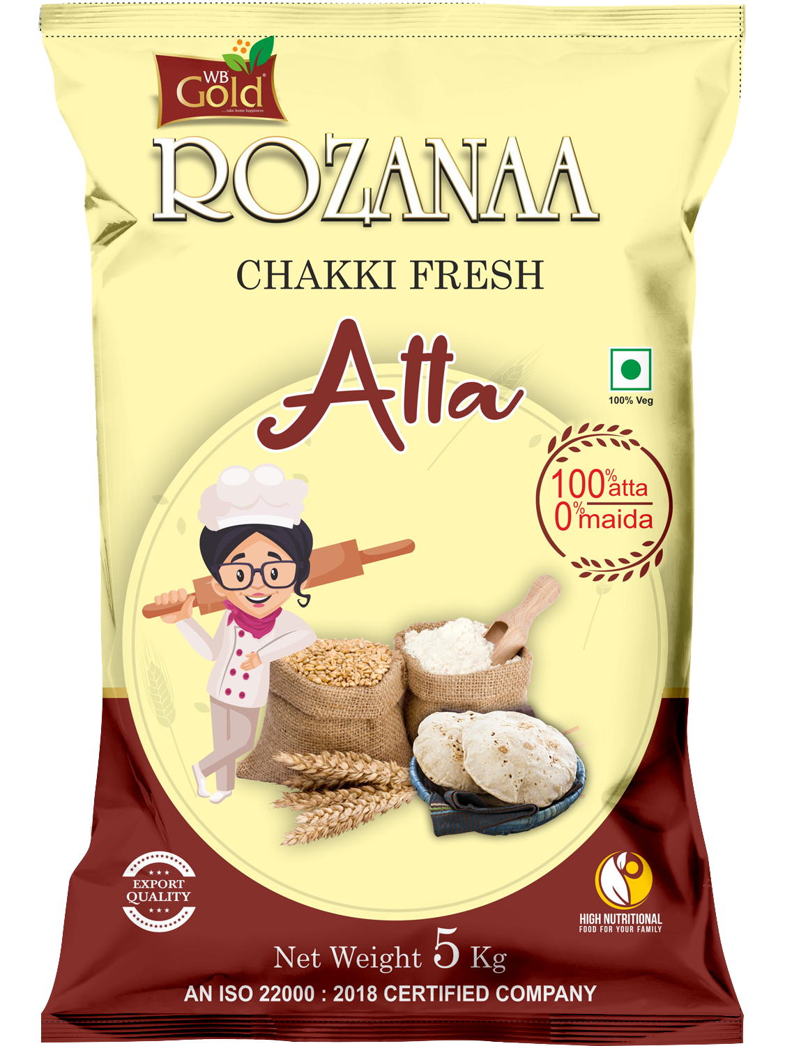 WB GOLD ROZANAA CHAKKI FRESH ATTA 5 KG
